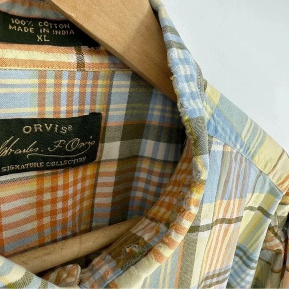 Orvis Signature heavyweight cotton plaid button down shirt - Picture 7 of 8